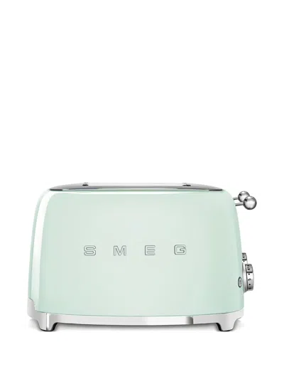 Smeg Chrome-tone Detailing Plissé Four-toaster In Green