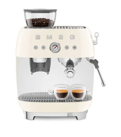 Smeg Egf03cruk Espresso Coffee Machine With Grinder In White