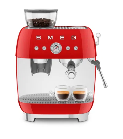 Smeg Egf03cruk Espresso Coffee Machine With Grinder In Red