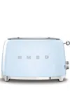 Smeg Logo-plaque Stainless-steel Toaster In Blue