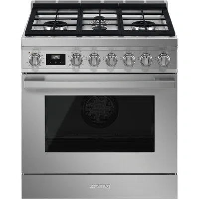 Smeg Portofino 30" 3.6 Cu Ft. Freestanding Dual Fuel Range In Steel