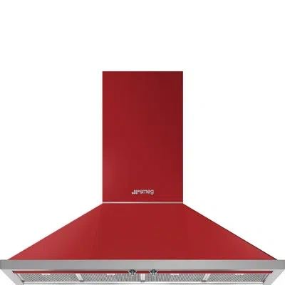 Smeg Portofino 48" 600 Cfm Convertible Wall Mount Range Hood In Red