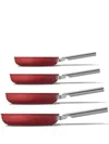 Smeg Set Of Four Cookware Set In Red
