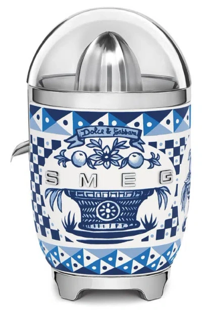 Smeg X Dolce&gabbana Retro Style Citrus Juicer In Blu Mediterraneo