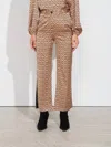 Smf Printed Satin Pant In Camel In Brown