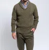 Smf Shawl Collar Pullover Cable Knit Sweater In Green In Green
