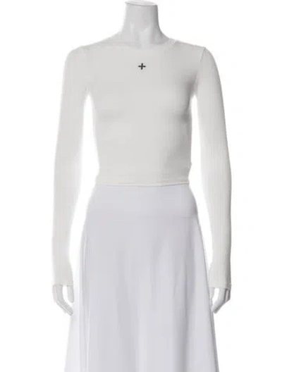Pre-owned Smfk Crew Neck Long Sleeve Crop Top W/ Tags In Neutral