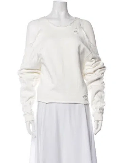 Pre-owned Smfk Crew Neck Long Sleeve Sweatshirt In White