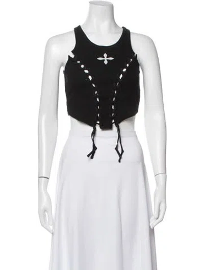 Pre-owned Smfk Crew Neck Sleeveless Crop Top In Black
