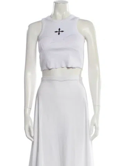 Pre-owned Smfk Crew Neck Sleeveless Crop Top In White