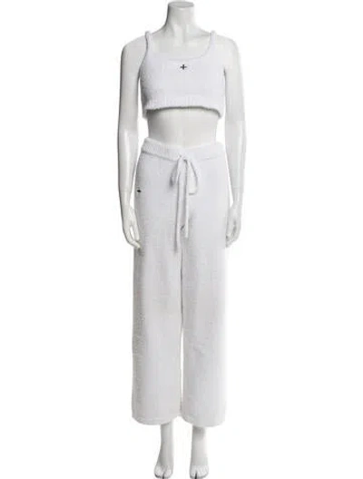 Pre-owned Smfk Embroidered Accent Lounge Set In White