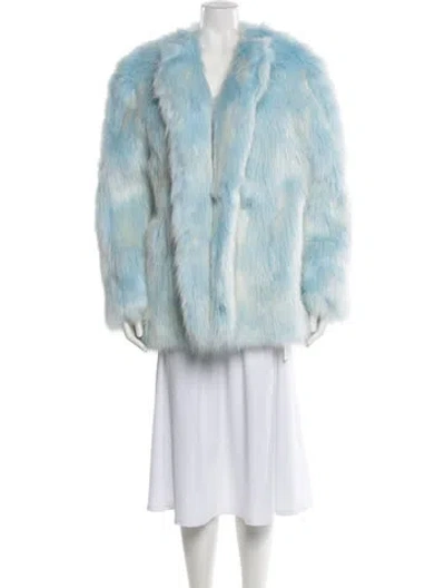 Pre-owned Smfk Faux Fur Faux Fur Coat In Blue