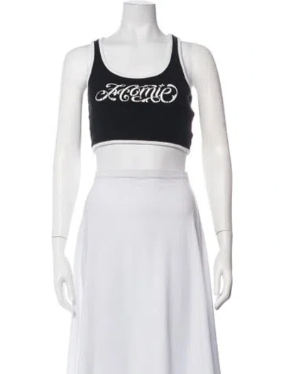 Pre-owned Smfk Graphic Print Crew Neck Sports Bra In White