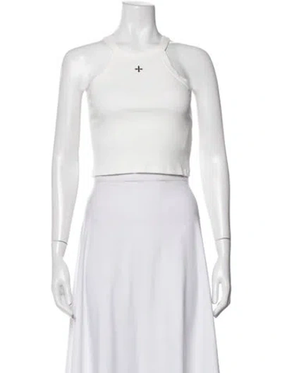 Pre-owned Smfk Halterneck Sleeveless Crop Top W/ Tags In White