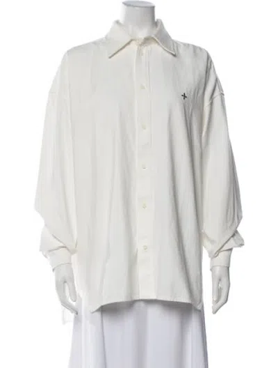 Pre-owned Smfk Long Sleeve Button-up Top In White