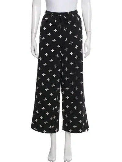 Pre-owned Smfk Patterned Wide Leg Pants In Black