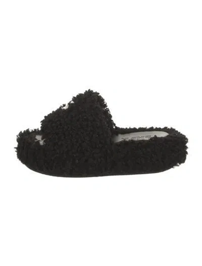 Pre-owned Smfk Shearling Slides In Black