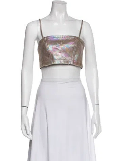 Pre-owned Smfk Square Neckline Sleeveless Crop Top In Multi