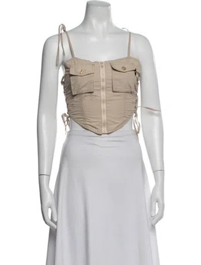 Pre-owned Smfk Square Neckline Sleeveless Crop Top In Neutrals