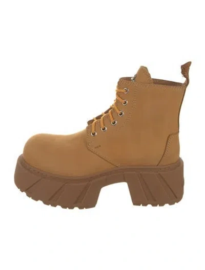Pre-owned Smfk Suede Combat Boots In Brown