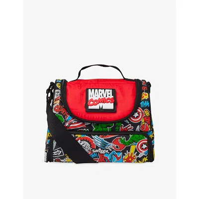 Smiggle Kids' Black Marvel Large Double Compartment Lunchbox With Strap