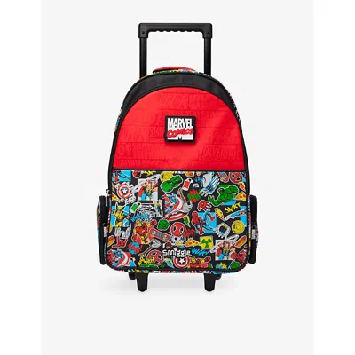 Smiggle Kids' Black Marvel Trolley Backpack With Light-up Wheels