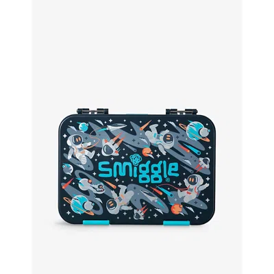 Smiggle Boys Grey Kids Blast Off Medium Happy Plastic Bento Lunchbox