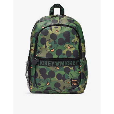Smiggle Boys Khaki Kids X Disney Micky Mouse Woven Backpack In Green