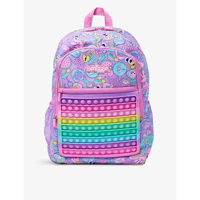 Smiggle Boys Lilac Kids Popem Popit Poppies Woven Backpack In Pink