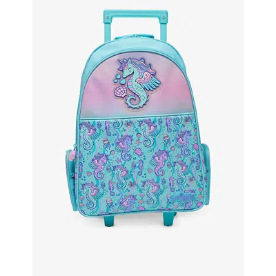 Smiggle Girls Aqua Kids Epic Adventures Wheeled Woven Trolley Backpack