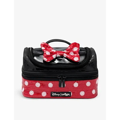 Smiggle Girls Black/red Kids Minnie Mouse Double Decker Woven Lunch Box