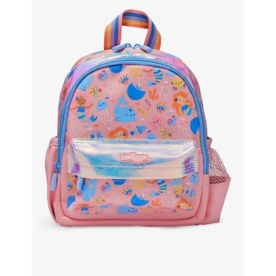 Smiggle Girls Peach Kids Over And Under Teeny Tiny Woven Backpack