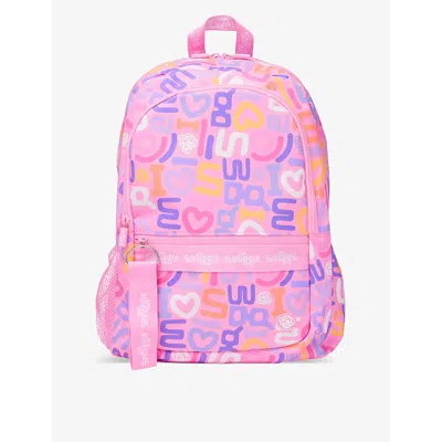 Smiggle Girls Pink Kids R Classic Logo-embroidered Woven Backpack