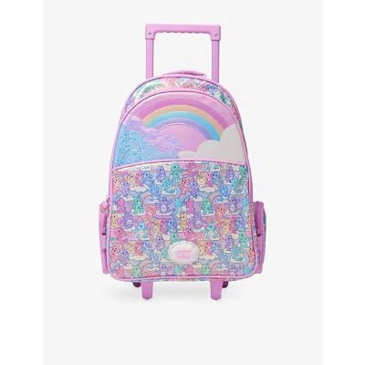 Smiggle Kids' Mix Care Bears Trolley Backpack With Light-up Wheels In Multi