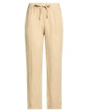 Smiling London Woman Pants Beige Size L Linen In Nude