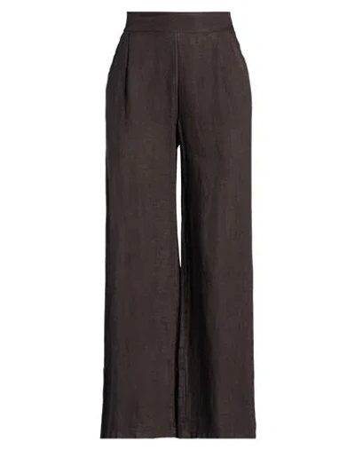 Smiling London Woman Pants Dark Brown Size Xs Linen