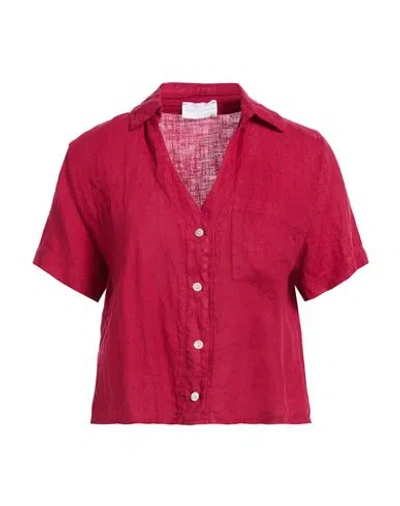 Smiling London Woman Shirt Burgundy Size M Linen In Pink