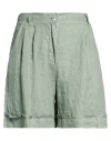 Smiling London Woman Shorts & Bermuda Shorts Sage Green Size M Linen