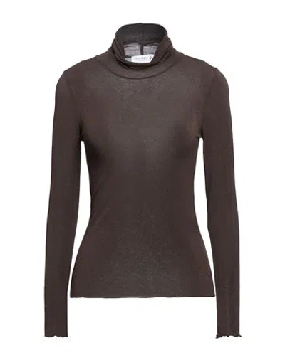 Smiling London Woman T-shirt Chocolate Brown Size L Modal, Cashmere, Elastane
