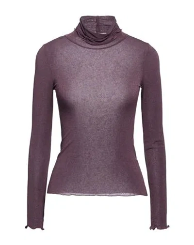 Smiling London Woman T-shirt Purple Size L Modal, Cashmere, Elastane