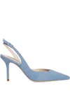 Smiling Shoes 80mm Cillie Suede Slingback Pumps In Blue