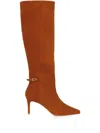 Smiling Shoes 90mm Kaia Suede Boots In Brown