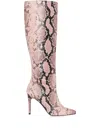 Smiling Shoes Kaelle Snake-print Boots In Pink