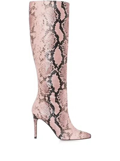 Smiling Shoes Kaelle Snake-print Boots In Pink