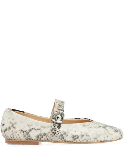 Smiling Shoes Sori Buckle-strap Ballet Flats In White