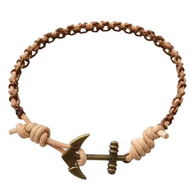 Smilla Brav Brown Anchor Men's Leather Bracelet