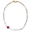 Smilla Brav Gold / White Pearl Necklace Ladybug In Multi