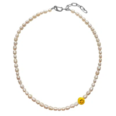 Smilla Brav Silver Smiley Pearl Men's Necklace