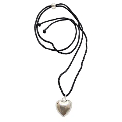 Smilla Brav Women's Black / Silver Silver Heart Necklace Mia In Multi