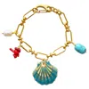 Smilla Brav Women's Blue / Red / Gold Shell Bracelet Puglia